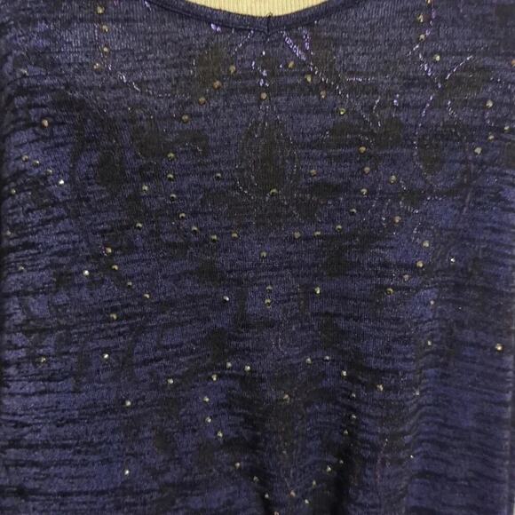 Catherine's Asymmetrical Embellished V-neck Sweater Purple Black Size 4X - Picture 5 of 6